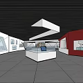 Cultural Center Interior With Wooden Striped Walls Globe Green Plants And Display Area