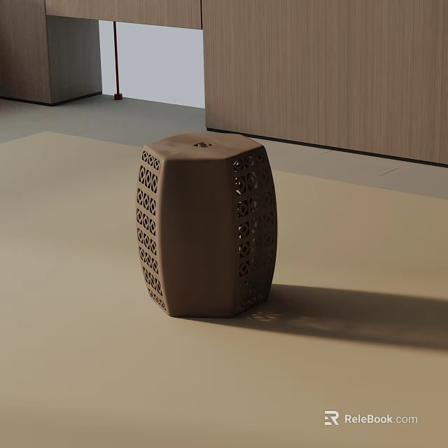 Modern Carved Side Table With Perforated Design For Home Interior Decor 3d model