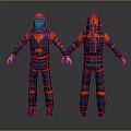 Gray And Orange Spacesuit With Reflective Strips Front Back Views And Helmet 3d model