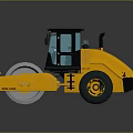 Yellow Road Roller With Cab And Vibratory Drum