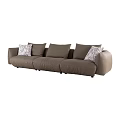 Modern Gray Two-Seater Sofa With Pleated Design And Patterned Decorative Pillows 3d model