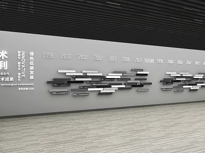 Exhibition Hall Culture Wall with Company Development Timeline and Year Markers 3d model