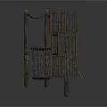Wooden Play Structure With Rope Seat Ladder And Storage Shelf