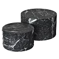 Two Black Marble Cylindrical Pedestals For Modern Home Decor Accents