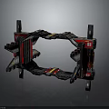 Mechanical Industrial Equipment Frame With Black Red Structural Components And Metal Supports