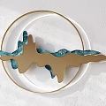 Modern Metal Wall Decor With Circular Frame Mountain And Cloud Line Design 3d model