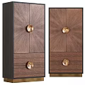 Modern Luxury Chest of Drawers with Wooden Texture and Brass Circular Handles