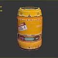 Yellow Gas Container With Danger Label And Lightning Symbol Metal Reinforced Rings For Home Use