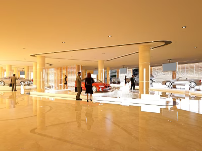 Modern Spacious Service Hall Interior With Service Counters And Staff Citizen Interaction 3d model