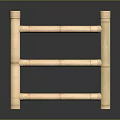 Natural Bamboo Bunk Bed Structure With Three Tier Design And Solid Support Legs 3d model