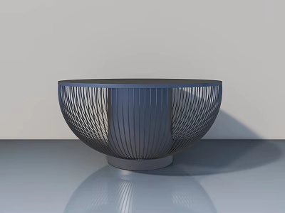Modern Circular Pet Cabinet With Metal Striped Design And Sleek Base 3d model