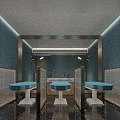 Modern Medical Treatment Room Interior With Blue Beds Glass Partitions And Marble Floor
