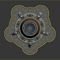 Futuristic Circular Platform Structure With Railing And Support Beams