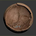 Ancient Cracked Clay Bowl With Textured Surface And Brown Beige Color On Dark Background
