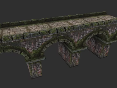 Garden Landscape Arched Stone Bridge With Moss Covered Bricks And Structure 3d model
