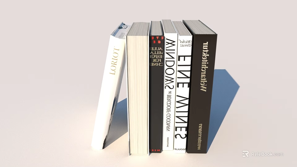 Diverse Books Standing With Titles Including London Fine Wines And Windows 3d model 