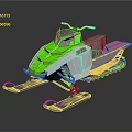Green And White Snowmobile With Red Handlebars Track And Modern Design