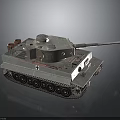 Metallic Military Tank With Armored Tracks Long Gun Barrel And Turret Design