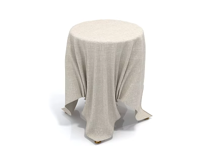 Light Linen Cloth Covered Round Table With Simple Design For Home Decor 3d model