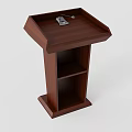 Sturdy Wooden Functional Desk With Microphone For Public Speaking Events