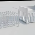 Two White Metal Baby Cribs With Simple Design And Railed Structure