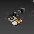 Decorative Ornament Set with Vinyl Record Player Record Storage Rack and Vinyl Records