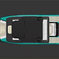 Modern Teal And Black Yacht With Sleek Exterior Upper Deck And Staircase