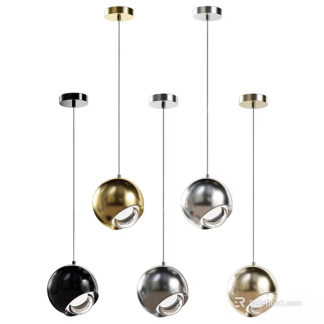 Modern Spherical Metallic Pendant Lights In Gold Silver Black Colors For Interior Decor 3d model 