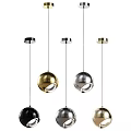 Modern Spherical Metallic Pendant Lights In Gold Silver Black Colors For Interior Decor