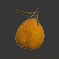 Fresh Ripe Orange With Green Leaf And Twig On Dark Reflective Surface