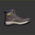 Brown High Top Work Boots With Yellow Laces And White Sole For Daily Use
