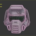 Silver Metallic Sci Fi Helmet Design With Green Visor And Ventilation Grills