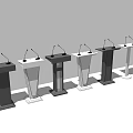Various Functional Desks With Microphones And Different Modern Designs For Presentations 3d model