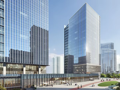 Modern High Rise Office Building With Glass Facade And Urban Architectural Design 3d model