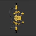Yellow Industrial Robotic Equipment With Multi Legged Structure And Mechanical Arms