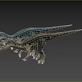 Realistic 3D Two Dinosaurs With Blue Green Skin On Pale Green Background