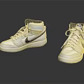White High Top Shoes with Blue Gold Logo White Laces and Stylish White Soles