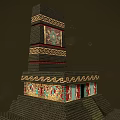 Ancient Architecture Intricate Pyramid Structure With Multiple Tiered Steps Red Decorative Bands And Top Tower 3d model