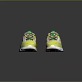 Bright Yellow And Green Sports Sneakers With White Accents And Modern Lace Up Design