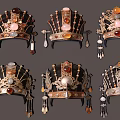 Ornate Traditional Hairpiece Hanging Ornaments With Gemstones Tassels And Intricate Metalwork