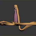 Animated Movie Character Rapunzel With Long Golden Hair In Pink Dress And Outstretched Arms