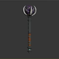 Ornate Magical Staff Featuring Purple Orb Silver Accents And Colorful Patterns