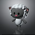 Adorable Cartoon Sheep Character With White Wool Grey Body Pink Ears And Black Eyes