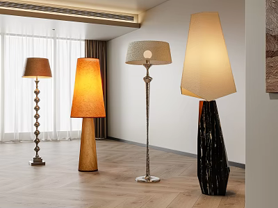 Modern Floor Lamps With Various Designs And Shades For Stylish Interior Spaces 3d model