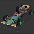 Vintage Green Single Seater Racing Car With Large Wheels And Rear Wing