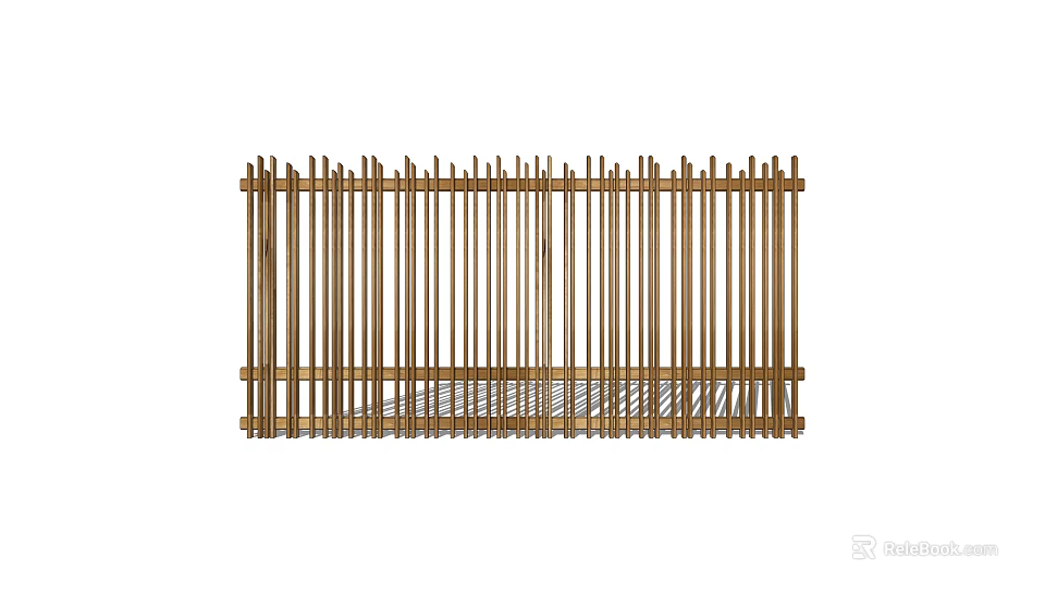 Bamboo Fence With Vertical Slats Structure For Outdoor Garden Decoration 3d model 