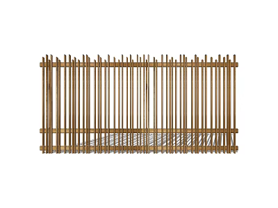 Bamboo Fence With Vertical Slats Structure For Outdoor Garden Decoration 3d model