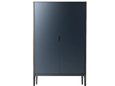 Sleek Modern Entryway Console Cabinet With Navy Blue Double Door Design And Metal Legs 3d model