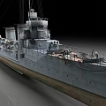 Old Warship With Rusted Hull And Naval Equipment On Deck 3d model