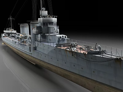 Old Warship With Rusted Hull And Naval Equipment On Deck 3d model Old Warship With Rusted Hull And Naval Equipment On Deck 3d model